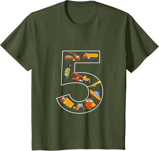 Kinder Kinder Geburtstag 5 Jahre Fahrzeuge Jungen 5. Geburtstag T-Shirt