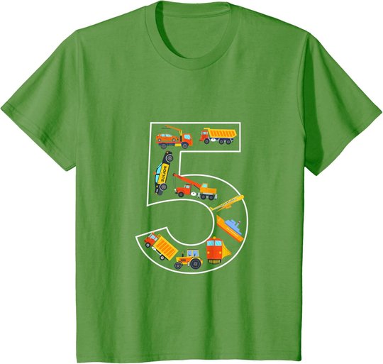 Kinder Kinder Geburtstag 5 Jahre Fahrzeuge Jungen 5. Geburtstag T-Shirt