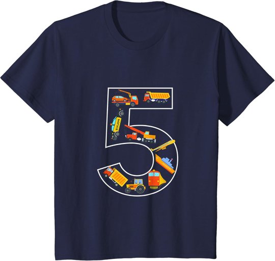 Kinder Kinder Geburtstag 5 Jahre Fahrzeuge Jungen 5. Geburtstag T-Shirt
