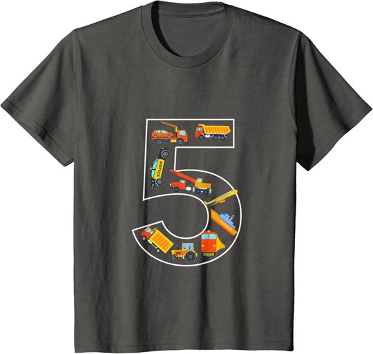 Kinder Kinder Geburtstag 5 Jahre Fahrzeuge Jungen 5. Geburtstag T-Shirt