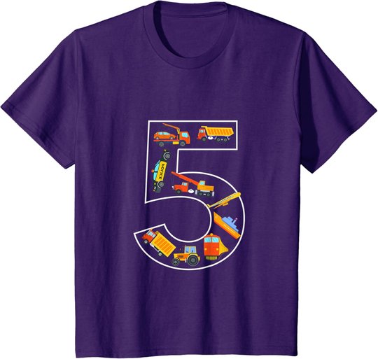 Kinder Kinder Geburtstag 5 Jahre Fahrzeuge Jungen 5. Geburtstag T-Shirt