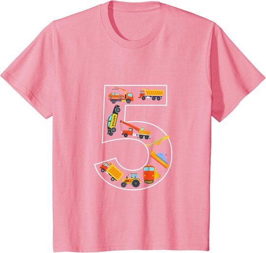 Kinder Kinder Geburtstag 5 Jahre Fahrzeuge Jungen 5. Geburtstag T-Shirt