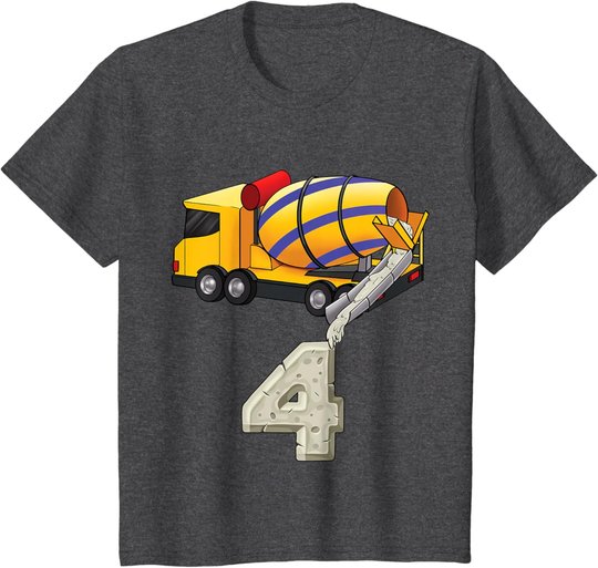 Kinder Betonmischer 4 Jahre alt Jungen 4. Geburtstag Betonmischer T-Shirt
