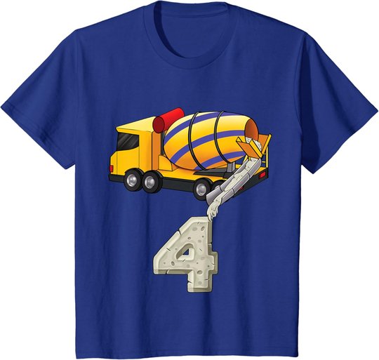 Kinder Betonmischer 4 Jahre alt Jungen 4. Geburtstag Betonmischer T-Shirt
