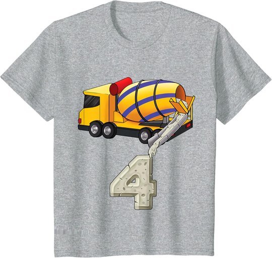 Kinder Betonmischer 4 Jahre alt Jungen 4. Geburtstag Betonmischer T-Shirt