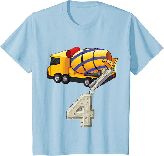 Kinder Betonmischer 4 Jahre alt Jungen 4. Geburtstag Betonmischer T-Shirt