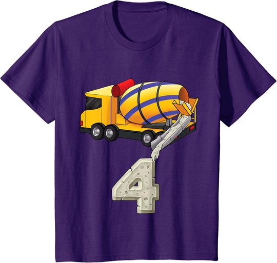 Kinder Betonmischer 4 Jahre alt Jungen 4. Geburtstag Betonmischer T-Shirt