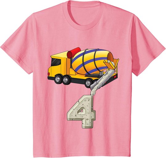 Kinder Betonmischer 4 Jahre alt Jungen 4. Geburtstag Betonmischer T-Shirt