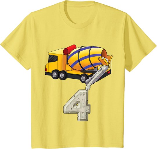 Kinder Betonmischer 4 Jahre alt Jungen 4. Geburtstag Betonmischer T-Shirt