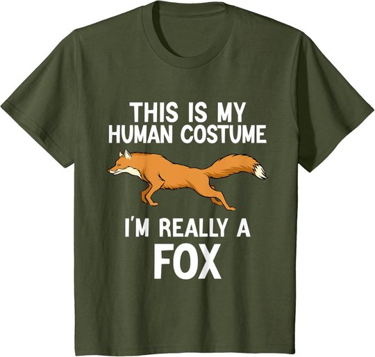 Einfache Halloween-Kostüme für Herren und Damen, lustiges Fuchskostüm T-Shirt