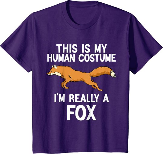 Einfache Halloween-Kostüme für Herren und Damen, lustiges Fuchskostüm T-Shirt