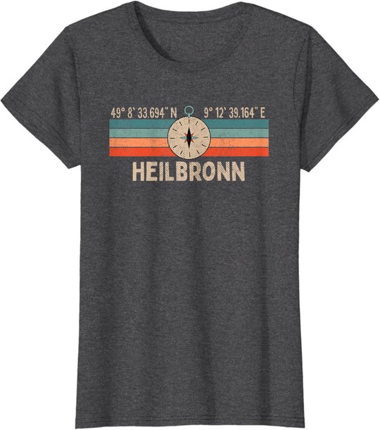 Vintage Heilbronn Kompass Retro Heimatstadt T-Shirt