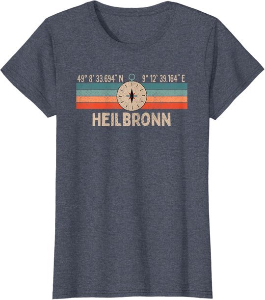 Vintage Heilbronn Kompass Retro Heimatstadt T-Shirt