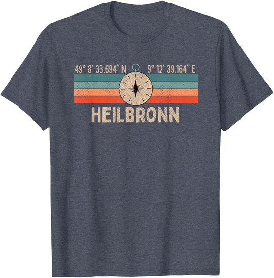 Vintage Heilbronn Kompass Retro Heimatstadt T-Shirt