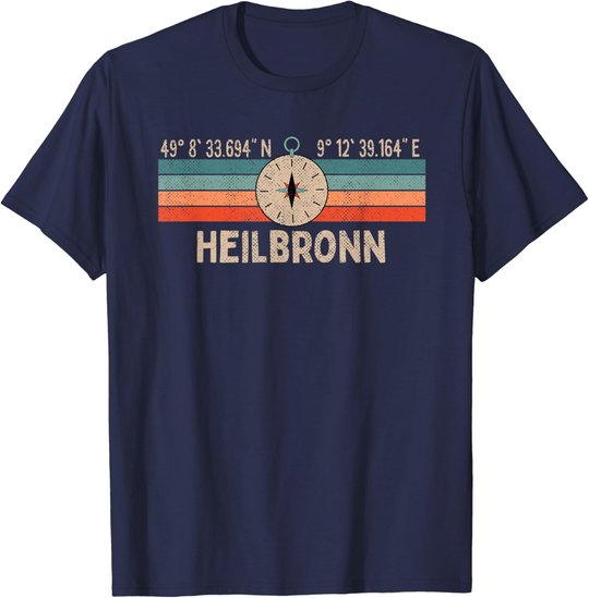 Vintage Heilbronn Kompass Retro Heimatstadt T-Shirt
