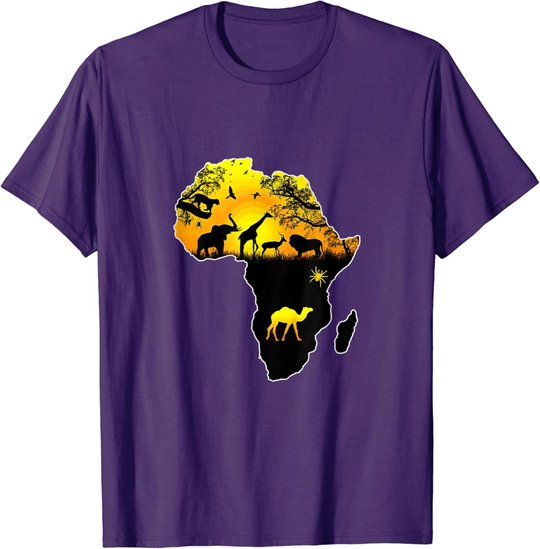 African Safari Wildlife Map of Africa T-Shirt