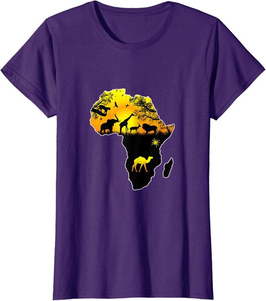 African Safari Wildlife Map of Africa T-Shirt