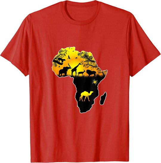 African Safari Wildlife Map of Africa T-Shirt