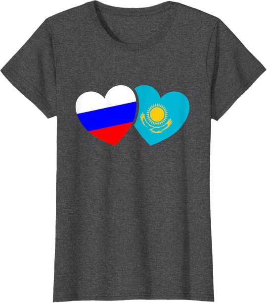 Russland Kasachstan Flagge Cccp Udssr Sowjetunion Liebe Herz T-Shirt
