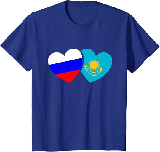Russland Kasachstan Flagge Cccp Udssr Sowjetunion Liebe Herz T-Shirt