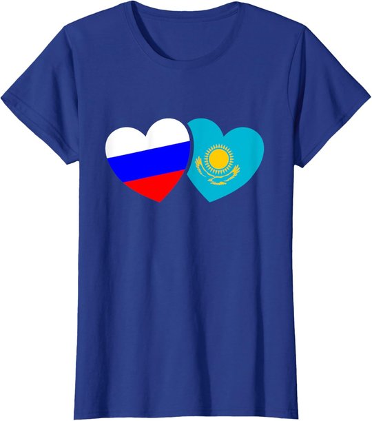 Russland Kasachstan Flagge Cccp Udssr Sowjetunion Liebe Herz T-Shirt