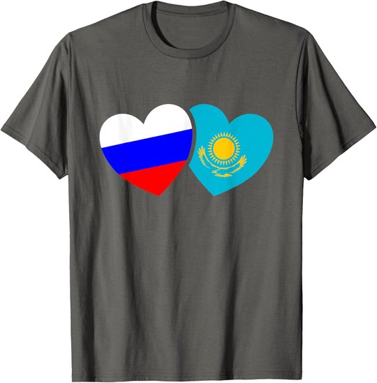 Russland Kasachstan Flagge Cccp Udssr Sowjetunion Liebe Herz T-Shirt