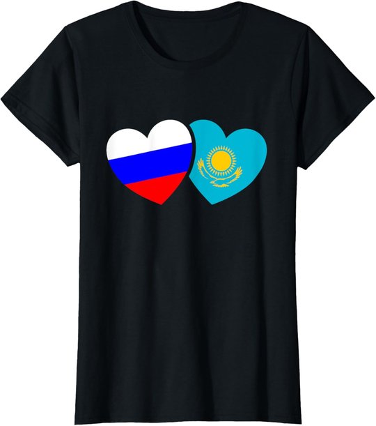Russland Kasachstan Flagge Cccp Udssr Sowjetunion Liebe Herz T-Shirt