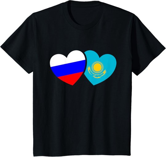 Russland Kasachstan Flagge Cccp Udssr Sowjetunion Liebe Herz T-Shirt