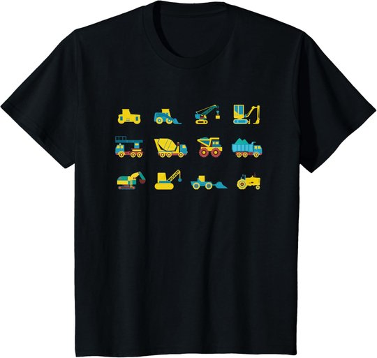 Kinder Kleinkinder Junge Bagger Fahrzeuge Baustelle T-Shirt