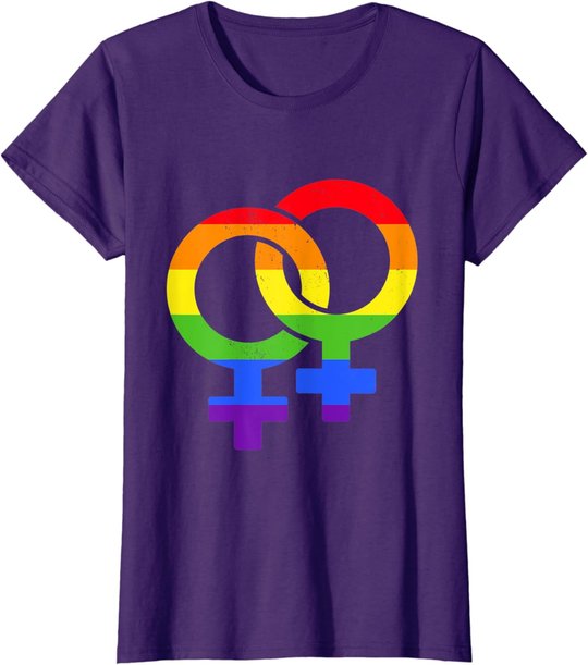 Lesbisch Symbol Regenbogen | Pride LGBT Gleichberechtigung T-Shirt