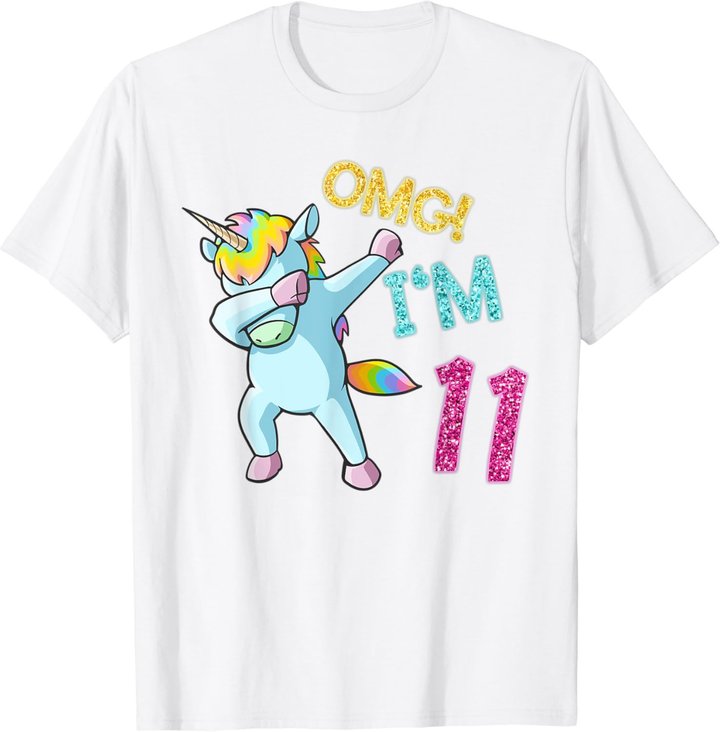11th Birthday Dab Unicorn T-Shirt Omg 11 Years Old Gift