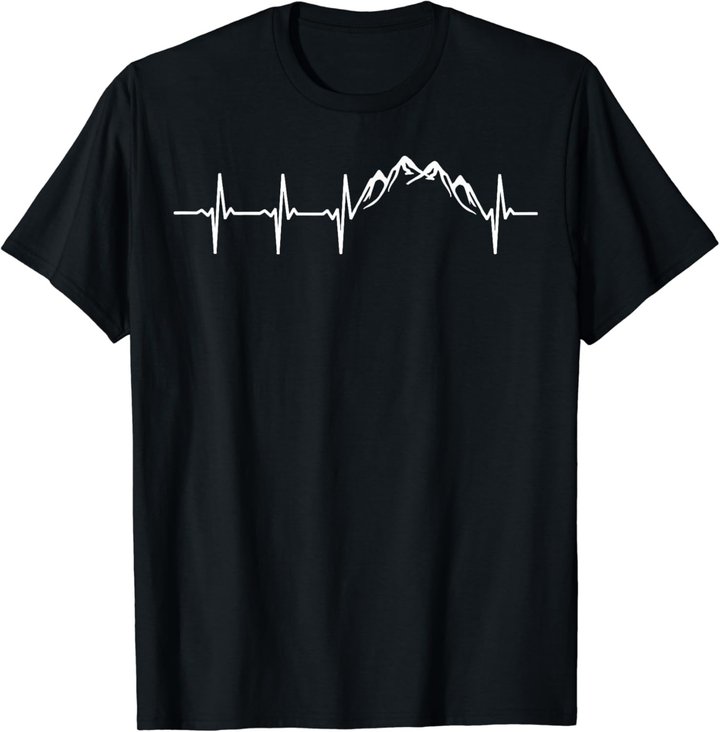 Berge Gebirge Herzschlag Heartbeat Geschenk Für Wanderer T-Shirt