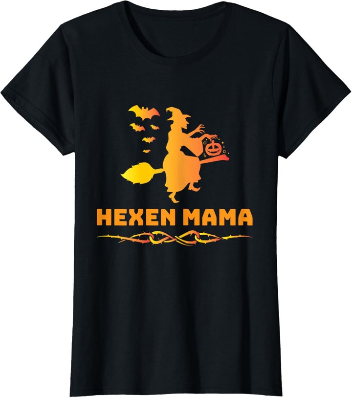 Halloween Hexen Mama Hexe Auf Besen Hexenkostüm T-Shirt