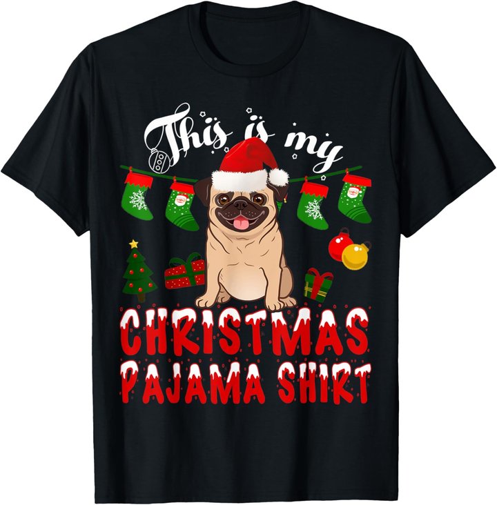 This Is My Christmas Pajama Shirt Pug Gift Kid X-Mas T-Shirt