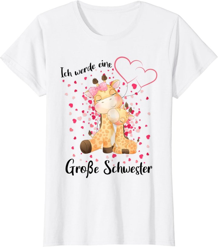 Nachwuchs Verkünden Ich Werde Große Schwester 2023 Giraffe T-Shirt