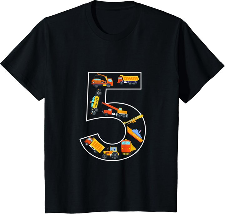 Kinder Kinder Geburtstag 5 Jahre Fahrzeuge Jungen 5. Geburtstag T-Shirt
