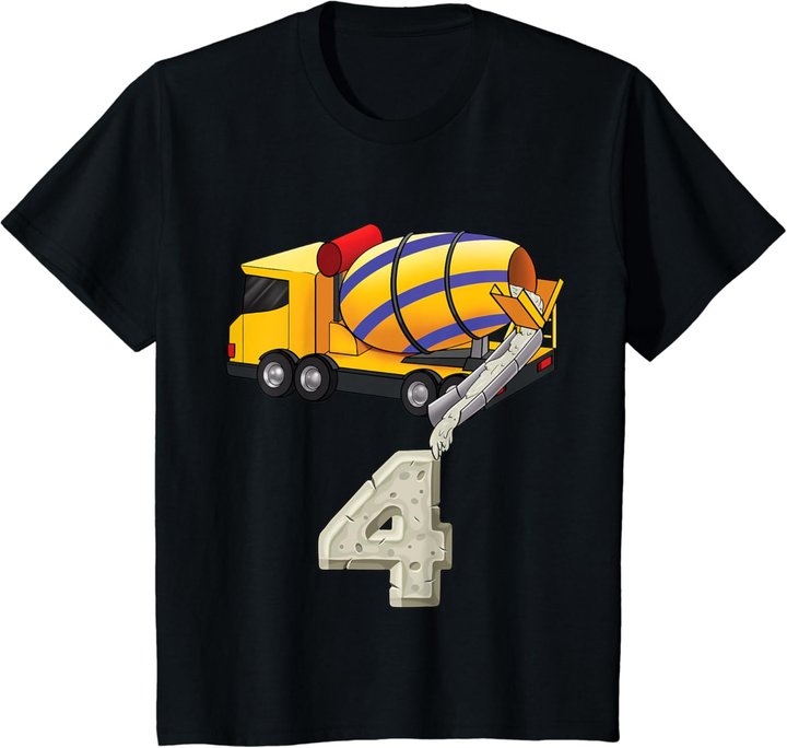 Kinder Betonmischer 4 Jahre alt Jungen 4. Geburtstag Betonmischer T-Shirt