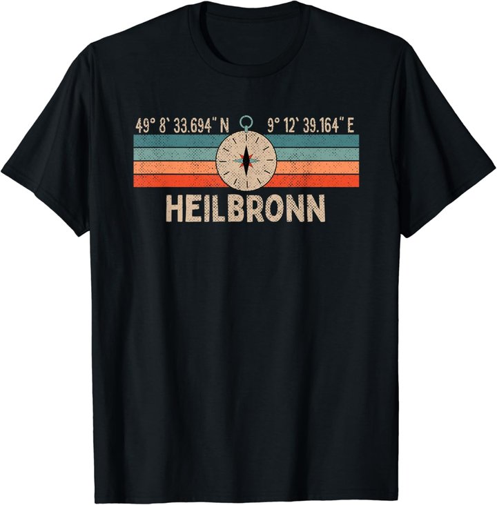 Vintage Heilbronn Kompass Retro Heimatstadt T-Shirt