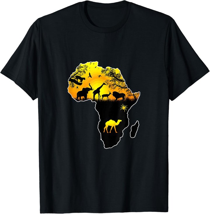 African Safari Wildlife Map of Africa T-Shirt