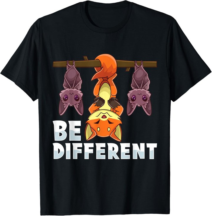 Anders Sein Be Different Fuchs Unter Fledermäusen Lustig T-Shirt