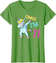 11th Birthday Dab Unicorn T-Shirt Omg 11 Years Old Gift