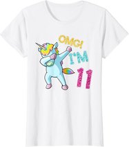 11th Birthday Dab Unicorn T-Shirt Omg 11 Years Old Gift