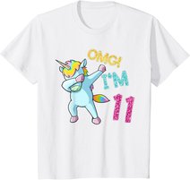 11th Birthday Dab Unicorn T-Shirt Omg 11 Years Old Gift