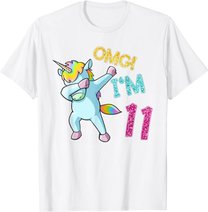 11th Birthday Dab Unicorn T-Shirt Omg 11 Years Old Gift