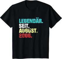 15. Geburtstag Geschenk August 2006 Teenager Jungen Mädchen T-Shirt