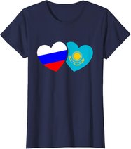Russland Kasachstan Flagge Cccp Udssr Sowjetunion Liebe Herz T-Shirt