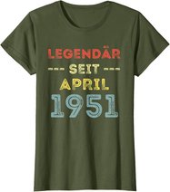 70. Geburtstag Mann Frau Legendär seit April 1951 Geschenk T-Shirt