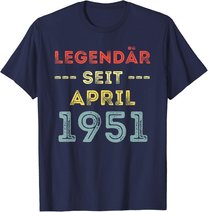 70. Geburtstag Mann Frau Legendär seit April 1951 Geschenk T-Shirt