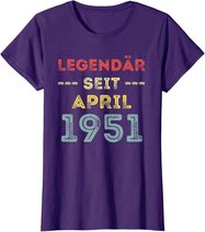70. Geburtstag Mann Frau Legendär seit April 1951 Geschenk T-Shirt