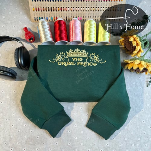 The Cruel Prince Embroidered Sweatshirt, Folk Of Air, Cardan Greenbriar, Romantasy Embroidered Hoodie Gifts For Book Lovers